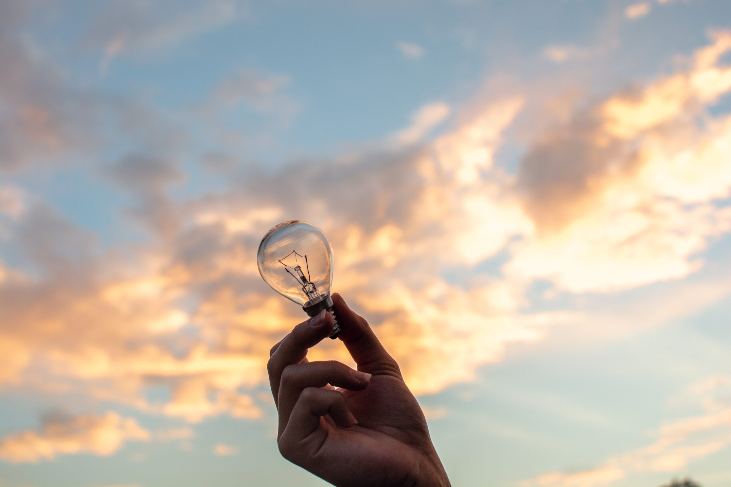 Light bulb, sky as background