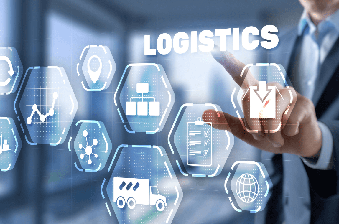 A professional pointing at the future of Logistics, symbolizing the transformation of Freight Forwarding with MyDello.