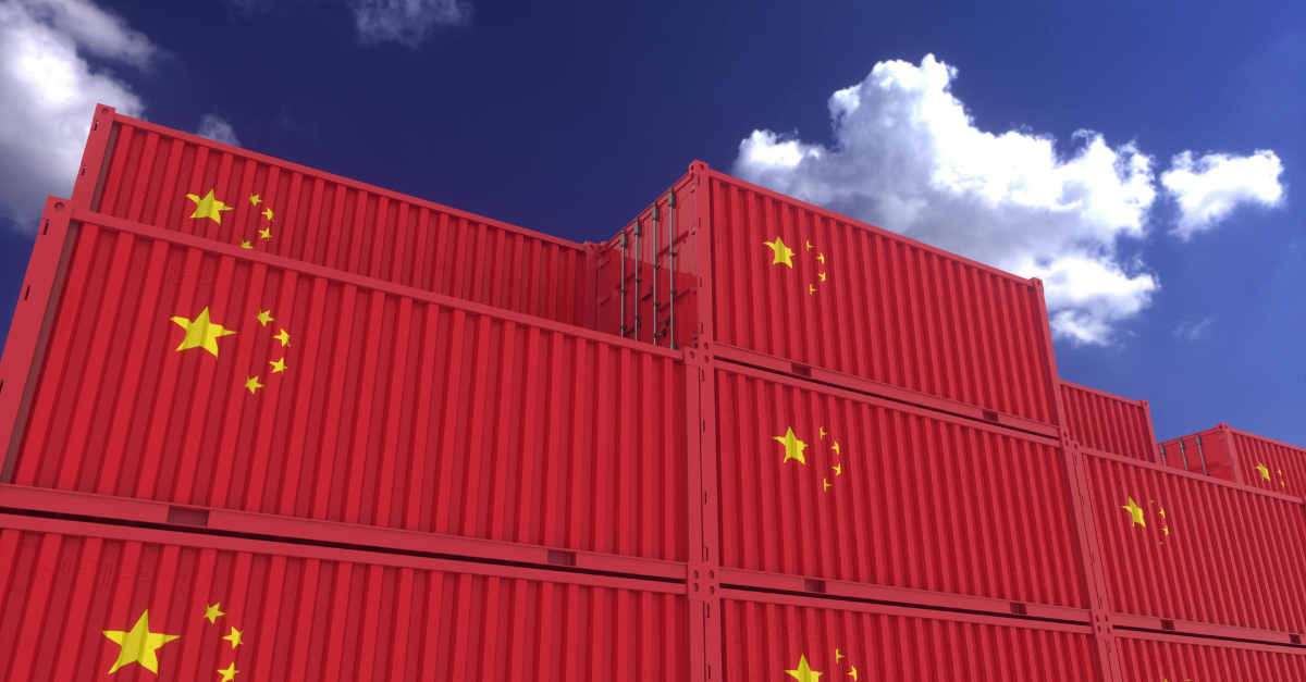Shipping containers with China branding